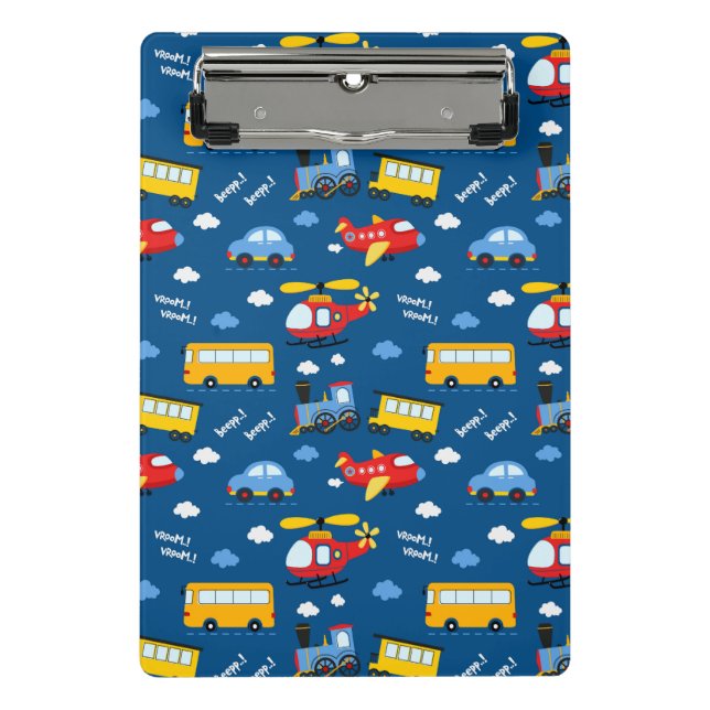Mini Prancheta Cute Cartoon Vehicles Pattern  (Frente)