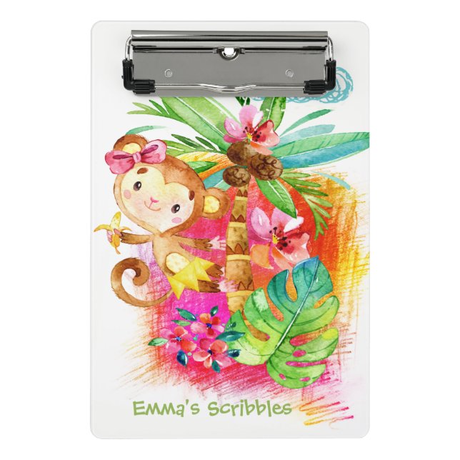 Mini Prancheta Cute Girl Monkey Climbing Tree (Frente)