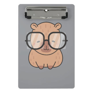 Mini Prancheta Cute Nerd Capybara with Glasses Kawaii Aesthetic