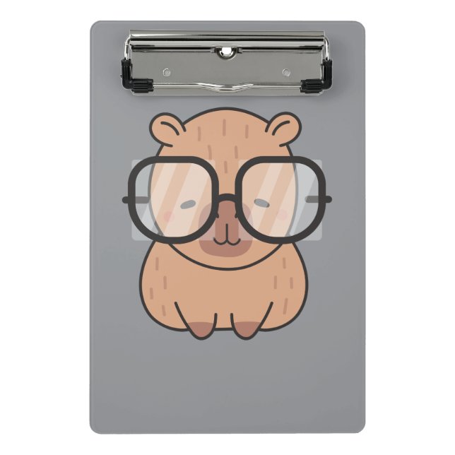 Mini Prancheta Cute Nerd Capybara with Glasses Kawaii Aesthetic (Frente)