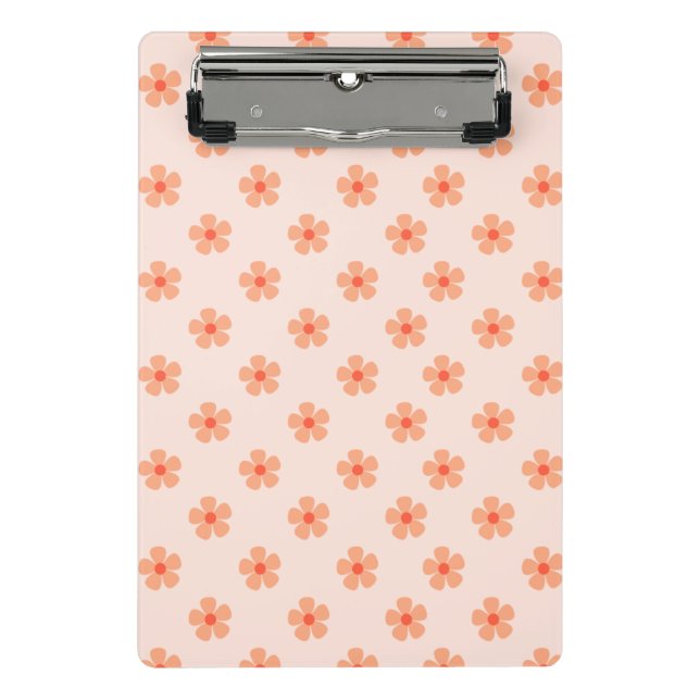 Mini Prancheta Cute Peach Flower Pattern Minimal Floral Aesthetic (Frente)