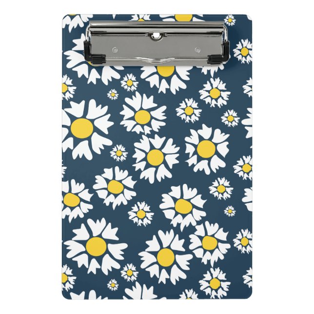 Mini Prancheta Daisy Pattern, Floral Pattern, White Daisies (Frente)