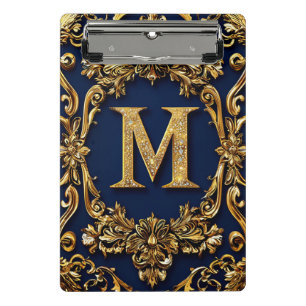 Mini Prancheta Decoração de Letra M em Ouro Elegante