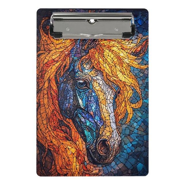 Mini Prancheta Desenho de Cavalo em Vidro Pintado (Frente)