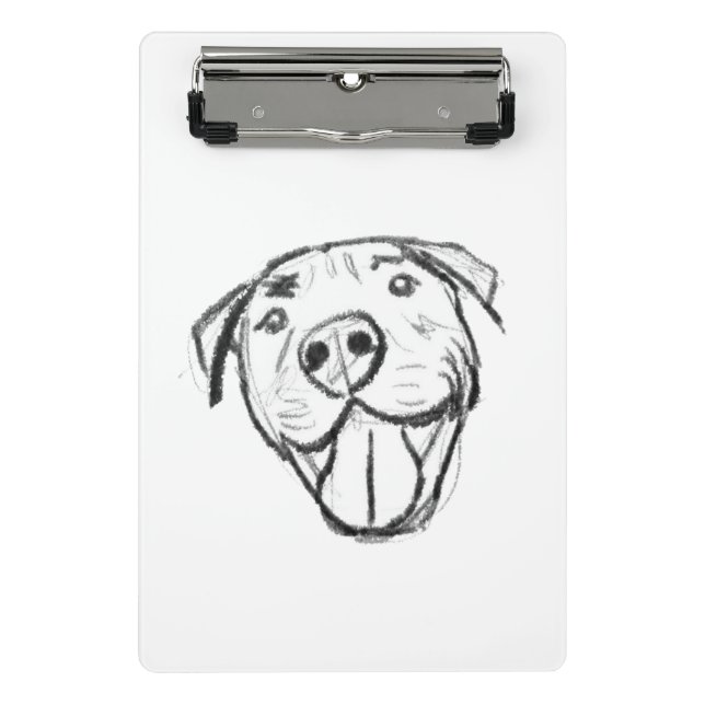 Mini Prancheta desenho pitbull simples amantes de cães preto bran (Frente)