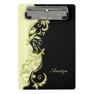 Mini Prancheta Design amarelo-Ornamentado do Pastel Elegante
