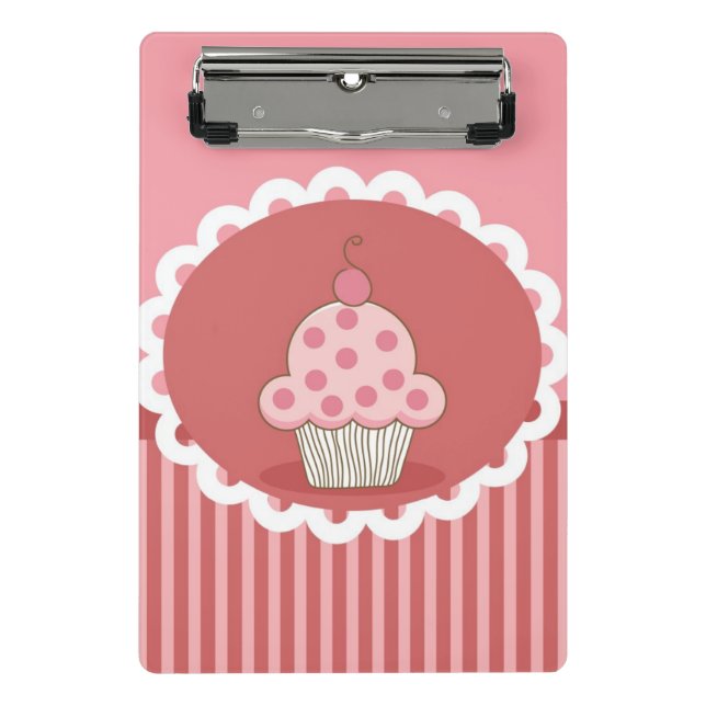 Mini Prancheta Design cor-de-rosa do cupcake (Frente)