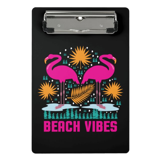Mini Prancheta Design de Flamingos Rosa Vibes de Praia (Frente)
