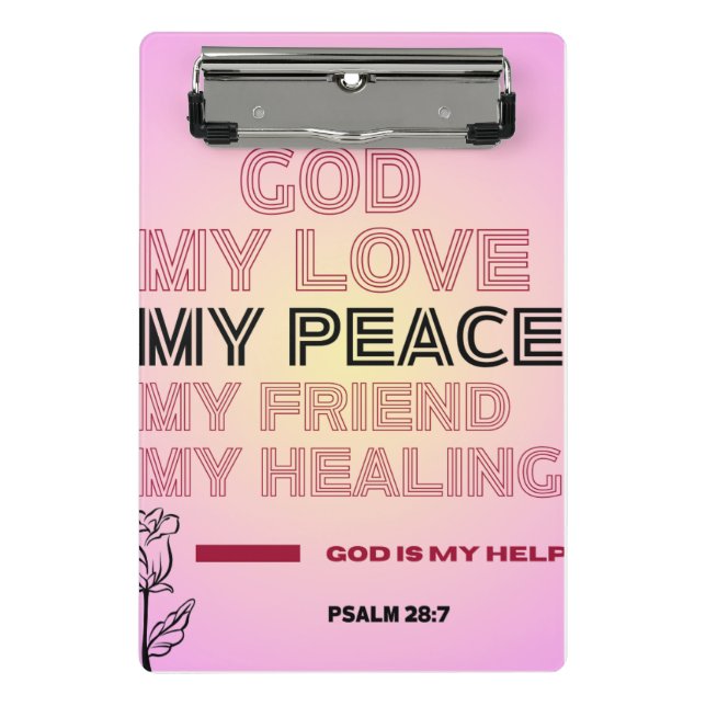 Mini Prancheta Deus, Meu Amor e Ajuda Salmo 28:7 (Frente)