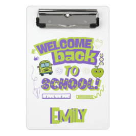 Mini Prancheta Diversão Verde Roxo Bem-vindo de Volta à Escola 