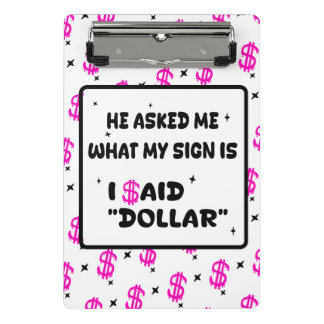 Mini Prancheta Dollar Is My Sign – Hot Pink Hustle Design