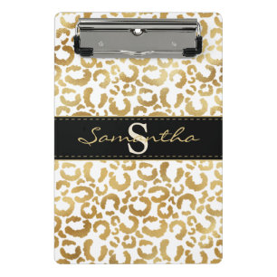Mini Prancheta Dourado costume de impressão leopardo