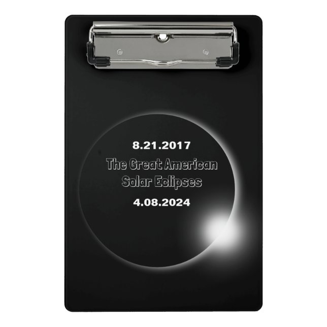 Mini Prancheta Eclipse Solar com Data Dupla de 2024 & 2017 (Frente)