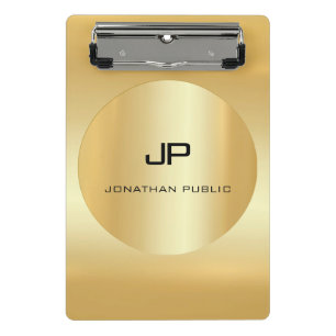 Mini Prancheta Elegante Faux Dourado Monograma Moderno Modelo