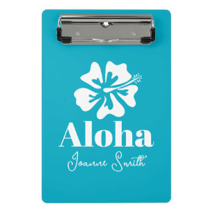 Mini Prancheta Elegante flor havaiana personalizada turquesa