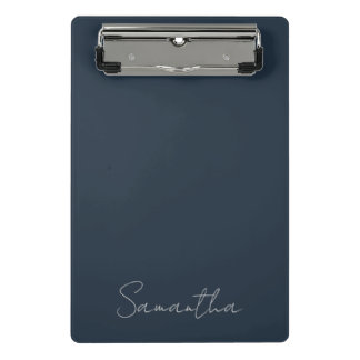Mini Prancheta Elegante Nome Personalizado Azul Escuro