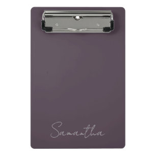 Mini Prancheta Elegante Nome Personalizado Roxo Taupe
