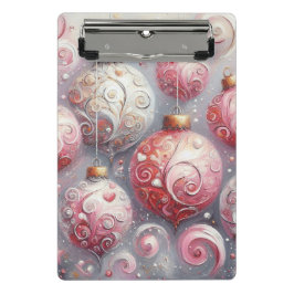 Mini Prancheta Enfeites de natal brancos cor-de-rosa