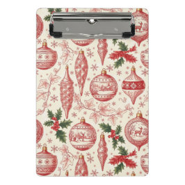 Mini Prancheta Enfeites de Natal em Toile Vermelho Chinoiserie