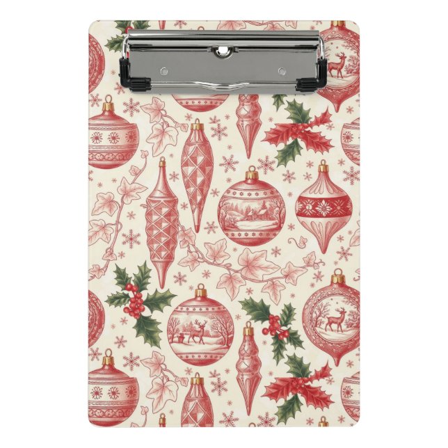 Mini Prancheta Enfeites de Natal em Toile Vermelho Chinoiserie (Frente)