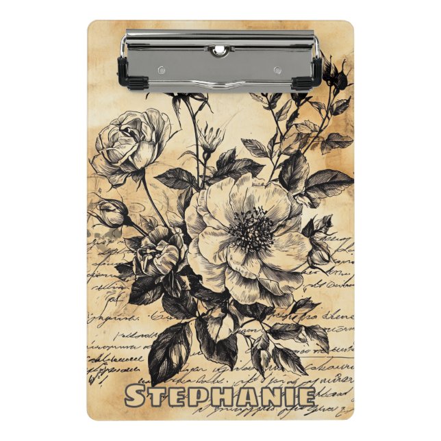 Mini Prancheta Esboço Floral Russo com Caligrafia - Idade (10) (Frente)