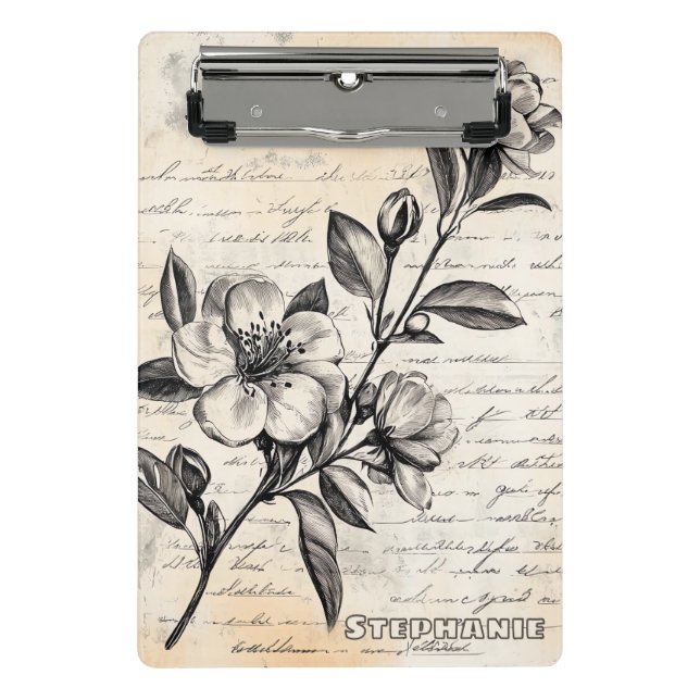 Mini Prancheta Esboço Floral Russo com Caligrafia - Idade (2) (Frente)
