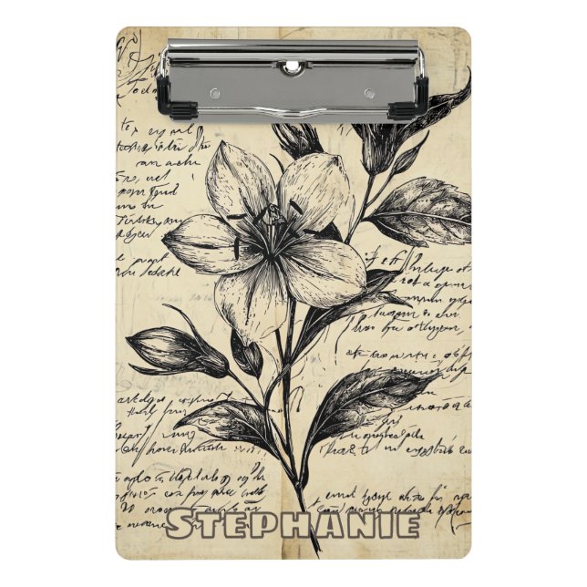 Mini Prancheta Esboço Floral Russo com Caligrafia - Idade (5) (Frente)