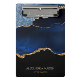 Mini Prancheta Escritório de Brilho Azul Dourado do Mármaco Moder