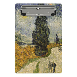 Mini Prancheta Estrada com ciprestes, 1890 de Vincent van Gogh
