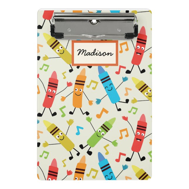 Mini Prancheta Estranhos Crayons Com Notas De Música Personalizad (Frente)