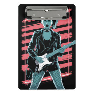 Mini Prancheta Estrela do Rock Rebelde: Guitarrista Feminina de C