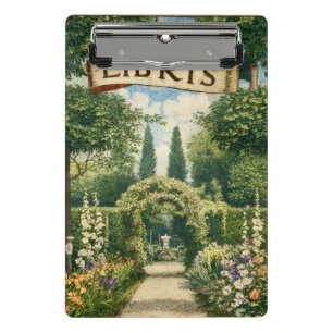 Mini Prancheta Ex Libris de Jardim Vintage para Etiqueta de Livro