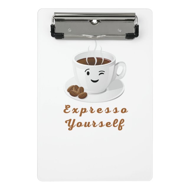 Mini Prancheta Expresse-se – Camiseta de Café Sorridente e Divert (Frente)