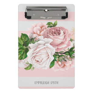 Mini Prancheta Faixas Florais de Vintagem Rosa Escamosas Personal