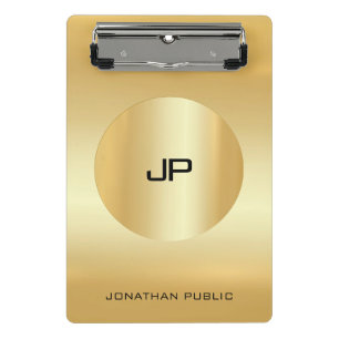 Mini Prancheta Faux Dourado Moderno Elegante Monograma Modelo