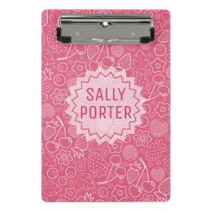 Mini Prancheta Feminino Rosa Morango Cereja Moderno.