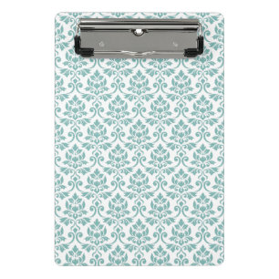 Mini Prancheta Feuille Damask Teal Pattern