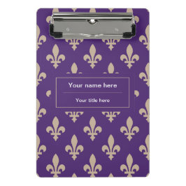 Mini Prancheta Fleur de Lis Pattern, Francês, Real, Creme, Roxo