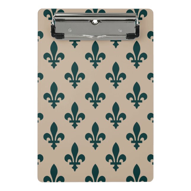 Mini Prancheta Fleur de Lis Pattern, Real Verde Francês em Creme (Frente)