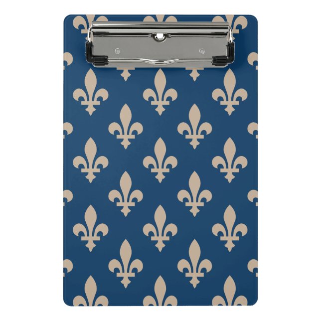Mini Prancheta Fleur de Lis Pattern, Royal French, Cream on Blue (Frente)