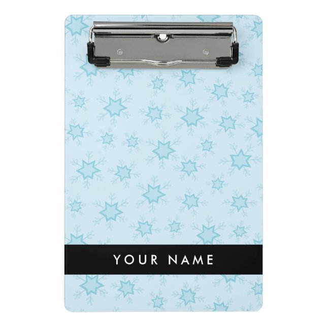Mini Prancheta Flocos de neve azuis, seu nome, Personalize (Frente)