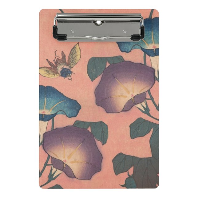 Mini Prancheta Flor de Abelha Rosa Arte Clássica Hokusai (Frente)