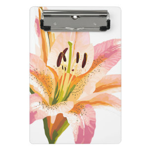 Mini Prancheta Flor de Lírio Rosa   Pintura Floral em Aquarela