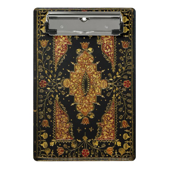 Mini Prancheta Florais Preto e Dourado Caídos (Frente)