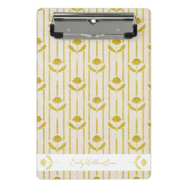 Mini Prancheta Floral Vintage em listras em amarelo mostarda