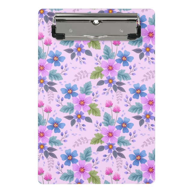 Mini Prancheta Flores Azuis-Rosa-Flor Violeta Padrão-36841 (Frente)