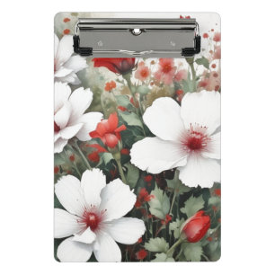 Mini Prancheta Flores brancas e vermelhas, cor d'água elegante