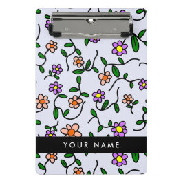 Mini Prancheta Flores coloridas, fundo azul, preto