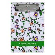 Flores Coloridas, Fundo Azul, Verde