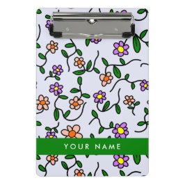 Mini Prancheta Flores Coloridas, Fundo Azul, Verde